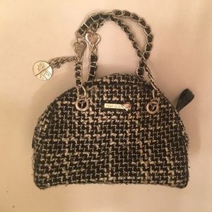 Piero Guidi Black and White Tweed Mini Handbag